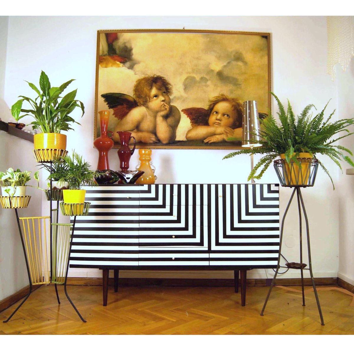 Polish Sideboard with Op Art Motif, 1968