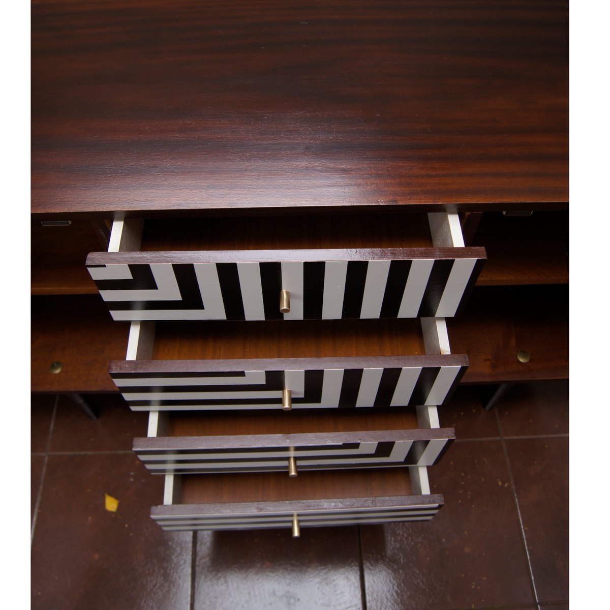 Polish Sideboard with Op Art Motif, 1968