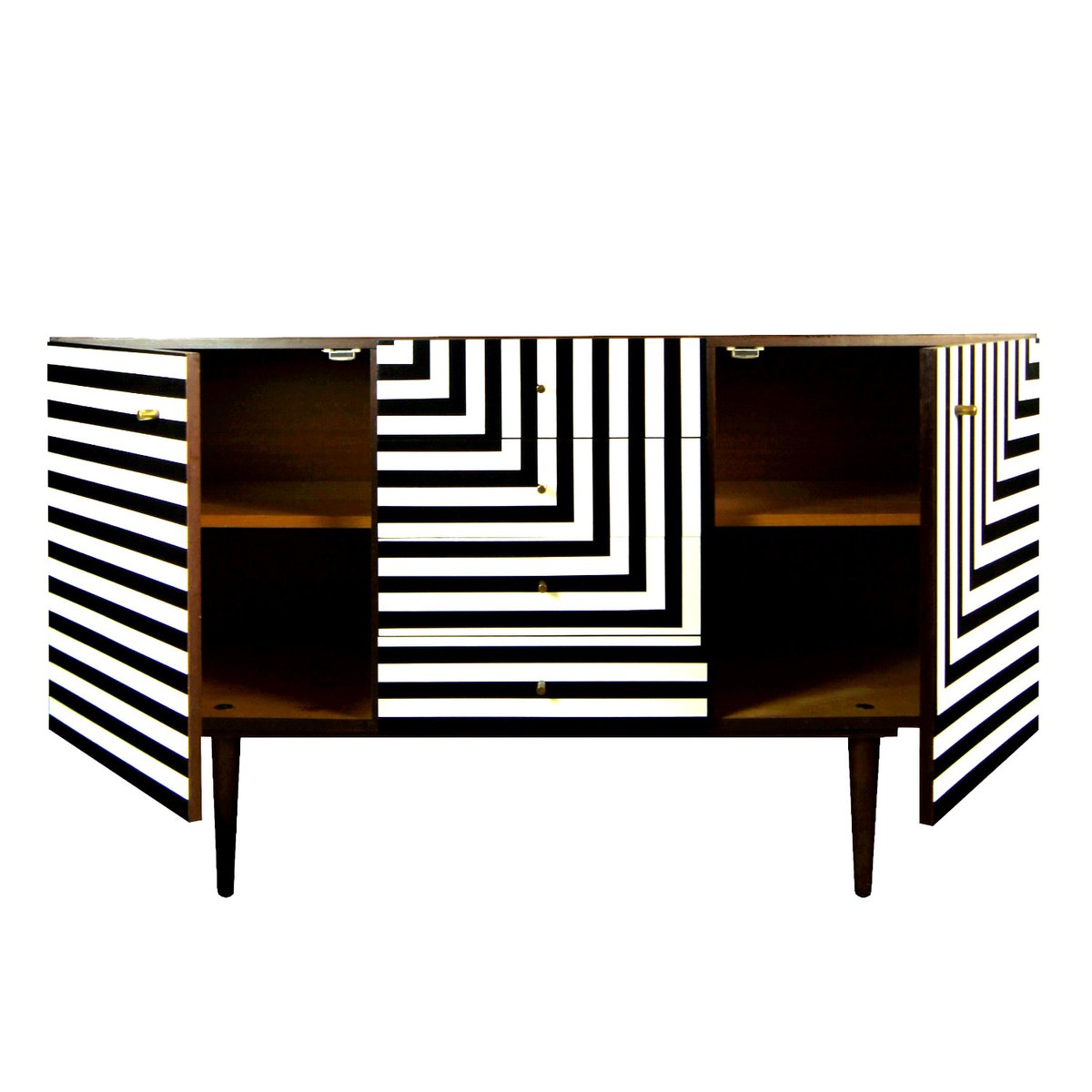 Polish Sideboard with Op Art Motif, 1968