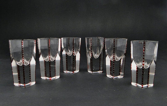 Polish Vodka Shots by Niemen Glassworks, 1930s, Set of 6