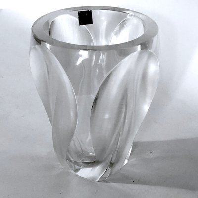 Polished and Frosted Crystal Glass Ingrid Vase from Lalique, 1960s-OT-1057268