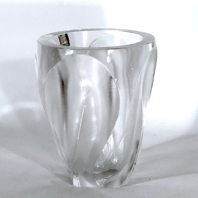 Polished and Frosted Crystal Glass Ingrid Vase from Lalique, 1960s-OT-1057268