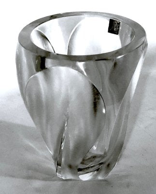 Polished and Frosted Crystal Glass Ingrid Vase from Lalique, 1960s-OT-1057268