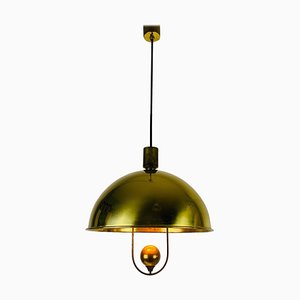 Polished Brass Pendant Lamp by Florian Schulz, 1970s-PUK-829086