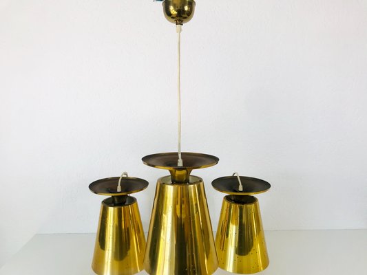 Polished Brass Pendant Lamps Attributed to Paavo Tynell, 1950s, Set of 3-PUK-688008