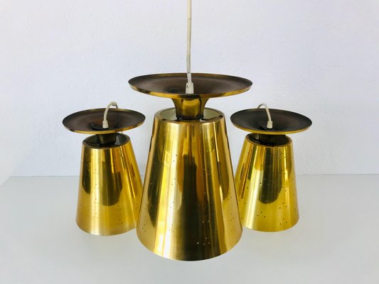 Polished Brass Pendant Lamps Attributed to Paavo Tynell, 1950s, Set of 3-PUK-688008