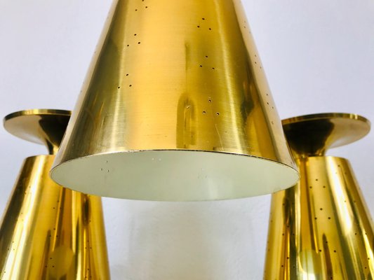 Polished Brass Pendant Lamps Attributed to Paavo Tynell, 1950s, Set of 3-PUK-688008