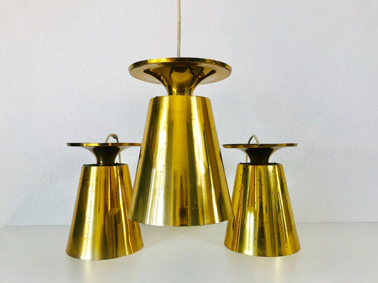 Polished Brass Pendant Lamps Attributed to Paavo Tynell, 1950s, Set of 3