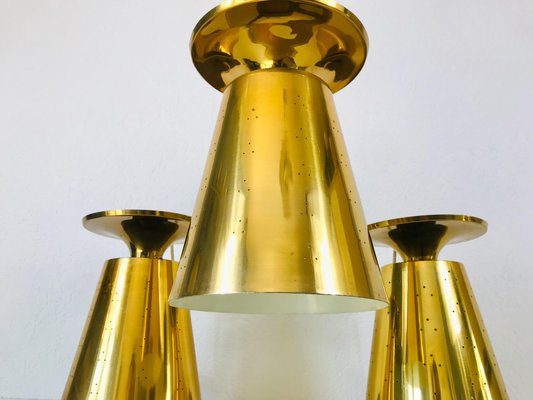 Polished Brass Pendant Lamps Attributed to Paavo Tynell, 1950s, Set of 3-PUK-688008