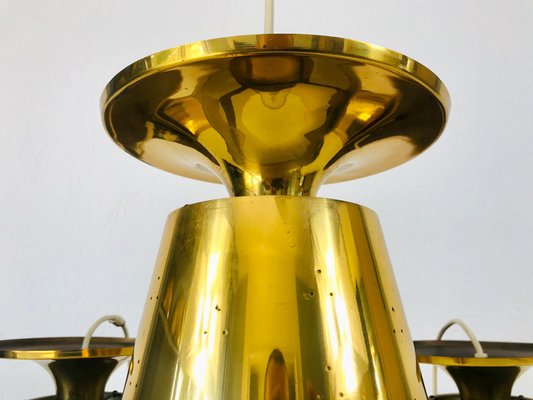 Polished Brass Pendant Lamps Attributed to Paavo Tynell, 1950s, Set of 3-PUK-688008