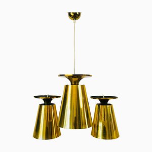 Polished Brass Pendant Lamps Attributed to Paavo Tynell, 1950s, Set of 3-PUK-688008