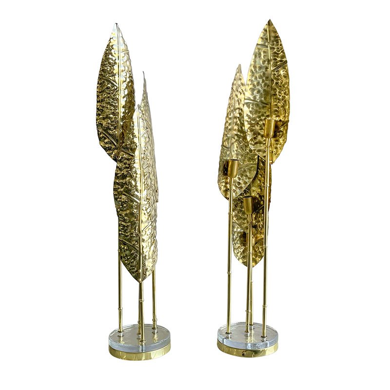 Polished Brass Table Lamps, 1980s, Set of 2