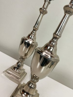 Polished Nickel Urn Shape Shining Silver Table Lamps, 1990s, Set of 2-WZZ-1742431