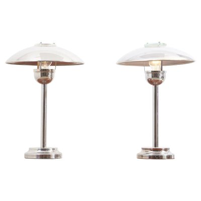 Polished Steel & Chrome Table Lamps, 1970s, Set of 2-SFD-1161297