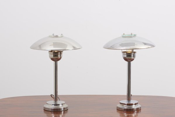 Polished Steel & Chrome Table Lamps, 1970s, Set of 2-SFD-1161297