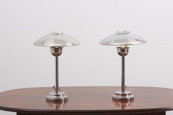 Polished Steel & Chrome Table Lamps, 1970s, Set of 2-SFD-1161297