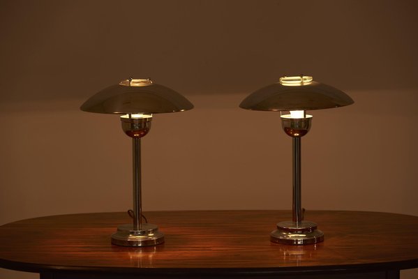 Polished Steel & Chrome Table Lamps, 1970s, Set of 2-SFD-1161297