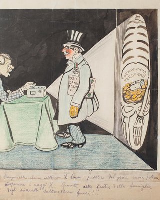 Political Radiography- China Ink and Pastel by G. Scalarini - Early 20th Century Early 20th Century-ZCI-768569