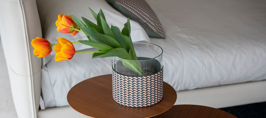 Poltrona Frau Leather Pot Glass Vase