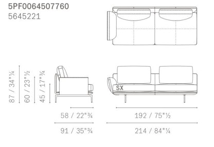 GET BACK - Sectional leather and fabric sofa - composition 1