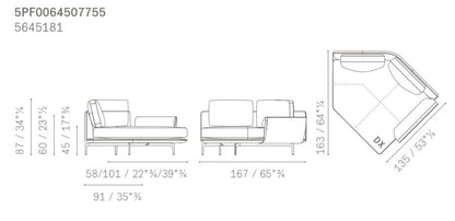 GET BACK - Sectional leather and fabric sofa - composition 1