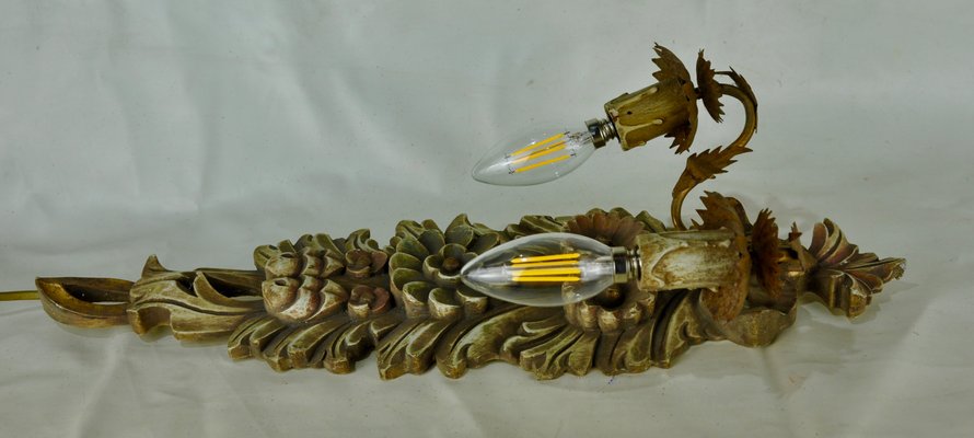 Polychrome and Wood Sconce, 1960s-ROJ-852078