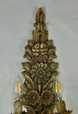 Polychrome and Wood Sconce, 1960s-ROJ-852078