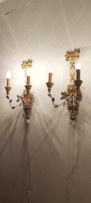 Polychrome Beech Wood Wall Lights, Spain, 1900s, Set of 2-RGF-1188088