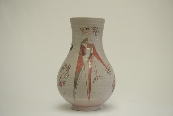 Polychrome Ceramic Vase from Accolay, 1950s-NEN-2031482