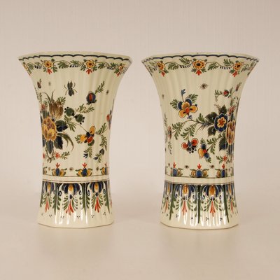 Polychrome Delftware Beaker Vases from Royal Delft, 1950s, Set of 2-GOE-1407146