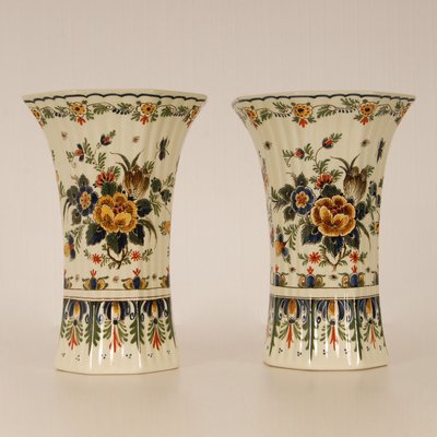 Polychrome Delftware Beaker Vases from Royal Delft, 1950s, Set of 2-GOE-1407146