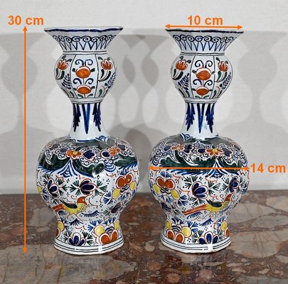 Polychrome Earthenware Vases from Royal Delft, Set of 2-RVK-1447114