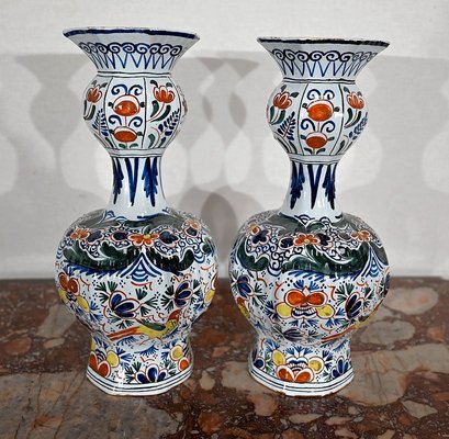 Polychrome Earthenware Vases from Royal Delft, Set of 2-RVK-1447114