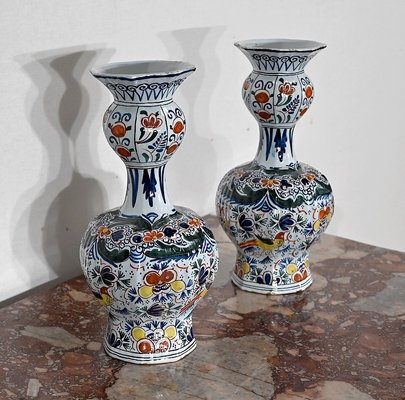 Polychrome Earthenware Vases from Royal Delft, Set of 2-RVK-1447114