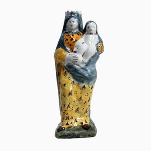 Polychrome Earthenware Virgin and Child, 18th Century-RVK-948747