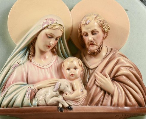 Polychrome & Gesso Holy Family with Mirror and Decorations, Italy, 1950s-RAQ-1319809