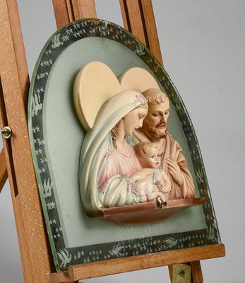 Polychrome & Gesso Holy Family with Mirror and Decorations, Italy, 1950s-RAQ-1319809