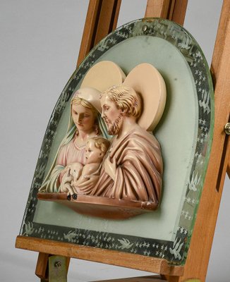 Polychrome & Gesso Holy Family with Mirror and Decorations, Italy, 1950s-RAQ-1319809