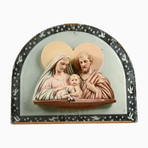 Polychrome & Gesso Holy Family with Mirror and Decorations, Italy, 1950s-RAQ-1319809