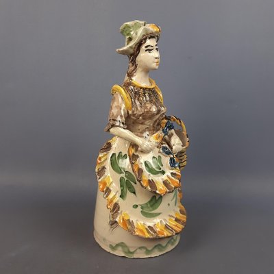 Polychrome Majolica Sculpture of Woman with Basket and Flowers from Caltagirone, 1950s-PWG-2041269