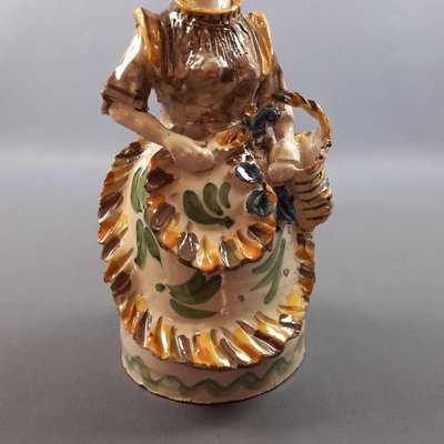 Polychrome Majolica Sculpture of Woman with Basket and Flowers from Caltagirone, 1950s-PWG-2041269