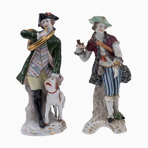 Polychrome Porcelains Hunters from Real Fabrica Napoli, 1800s, Set of 2-ZCI-752100