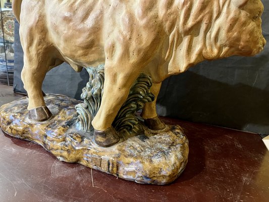 Polychrome Sculpture of Bull, 1900s, Glazed Terracotta-WRQ-1742138