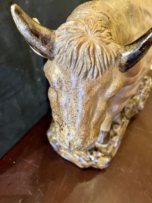 Polychrome Sculpture of Bull, 1900s, Glazed Terracotta-WRQ-1742138