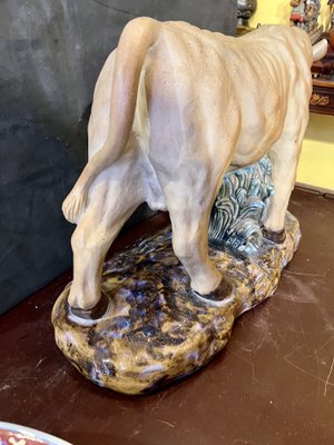 Polychrome Sculpture of Bull, 1900s, Glazed Terracotta-WRQ-1742138