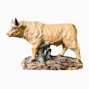 Polychrome Sculpture of Bull, 1900s, Glazed Terracotta-WRQ-1742138