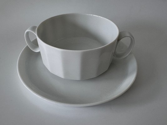 Polygon White Soup Cup with Saucer by Tapio Wirkkala for Rosenthal, 1973, Set of 12-IHL-2017440