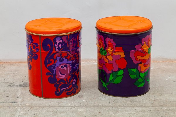 Pop-Art Flower Power Stools, 1968, Set of 2-KL-677978