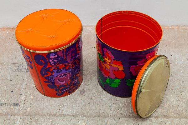 Pop-Art Flower Power Stools, 1968, Set of 2-KL-677978