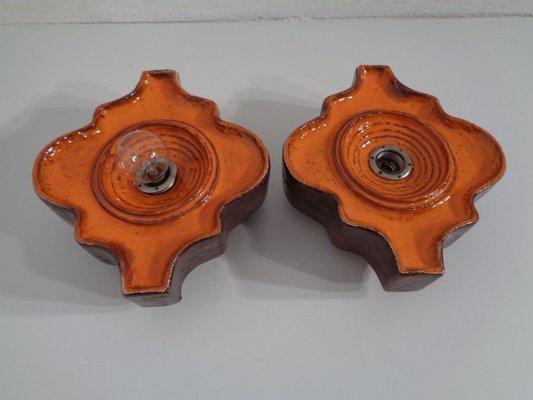 Pop Art German Ceramic Wall Lamps, Set of 2, 1970s-RDW-783718